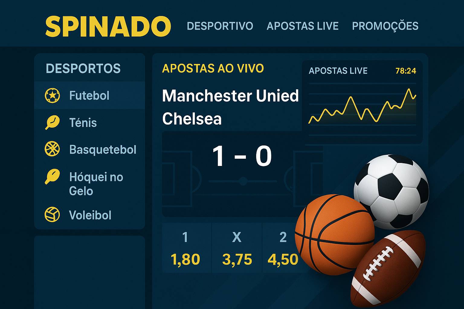 Aposte em apostas esportivas no cassino online SPINADO